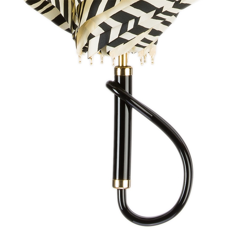 Ivory Double Cloth Umbrella – Handmade Italian Design with Zebra Interior