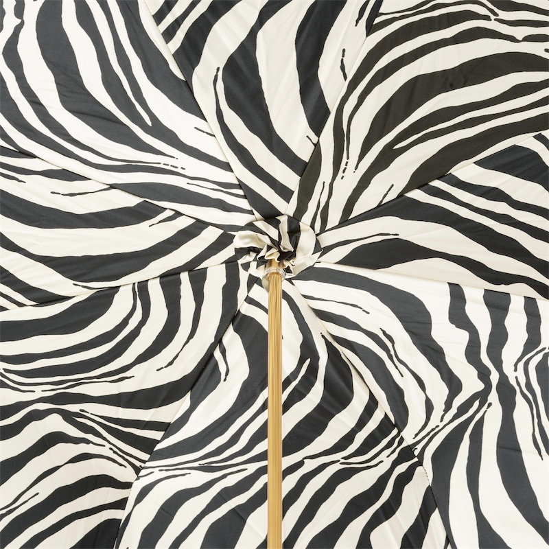 Designer Zebra Umbrella – Handmade Italian Double Cloth Canopy with Enameled Brass Handle