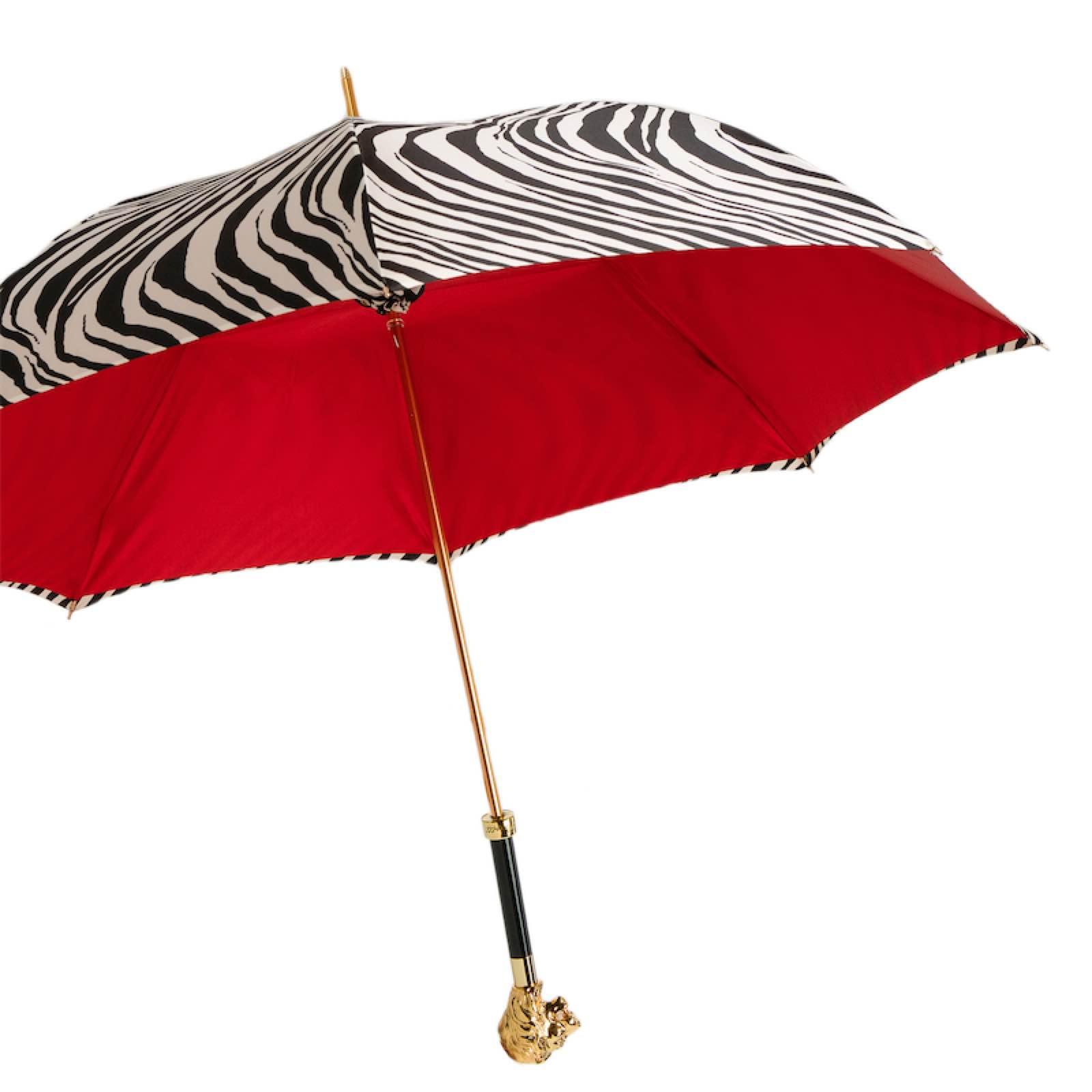 Zebra Lion Umbrella – Handmade Italian Rain Umbrella With Lion Handle Design