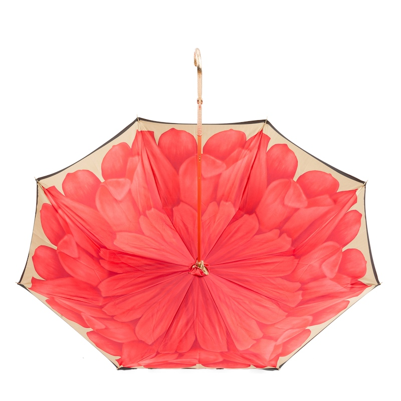 Flower Inside Umbrella – Handmade Italian Rain Umbrella with Brass Handle