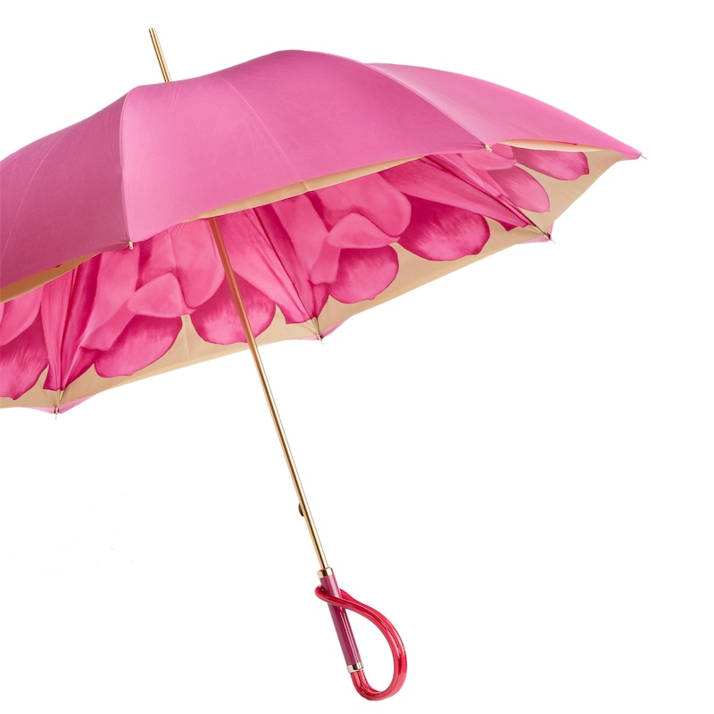 Fuchsia Dahlia Umbrella – Manual Opening, Double Cloth Canopy, Italian Handmade Rain Shield