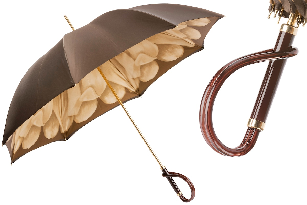 Manual Double Cloth Umbrella – Brown Dahlia Handmade Italian Rain Gear