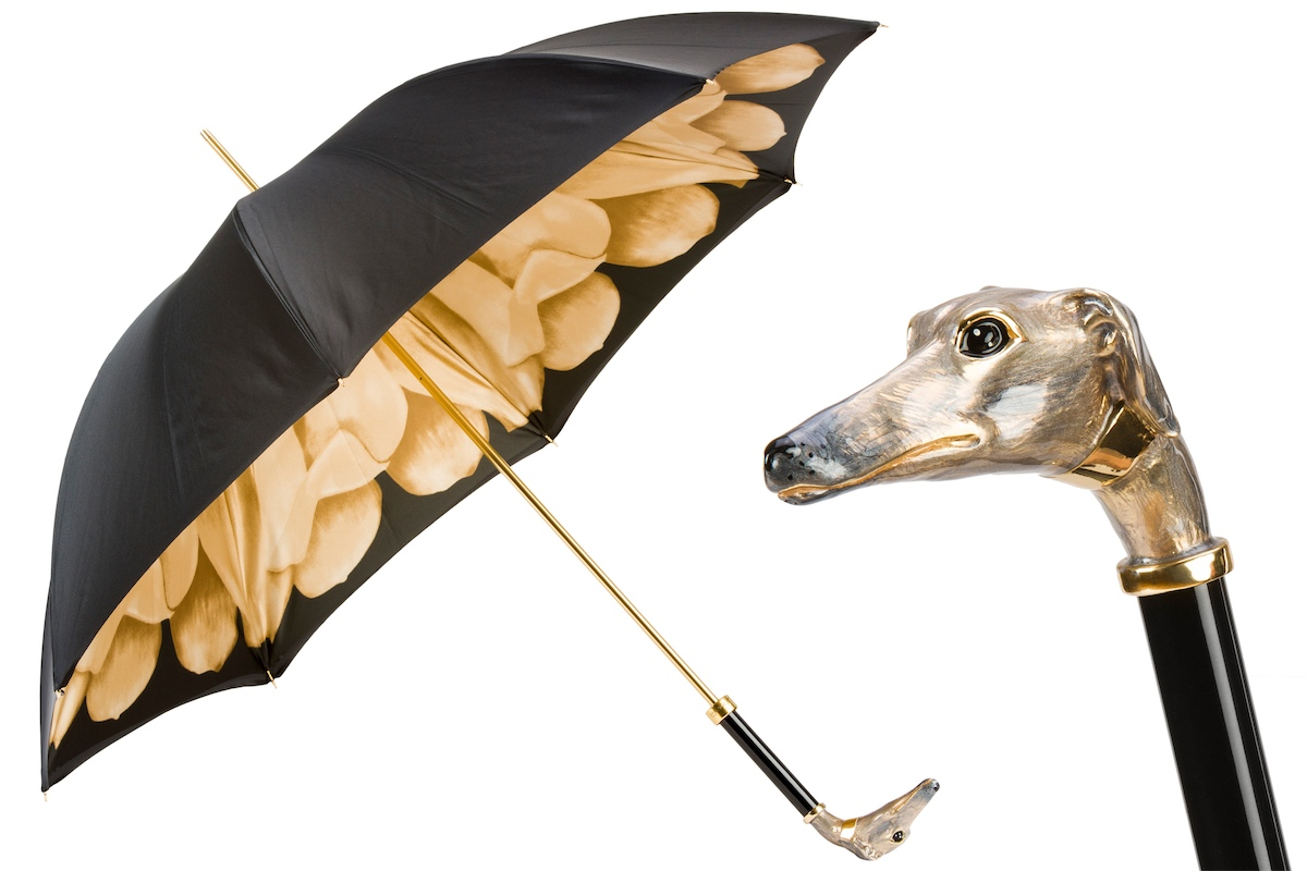 Greyhound Woman Umbrella – Enameled Brass Handle | Italian Luxury Rain Protection