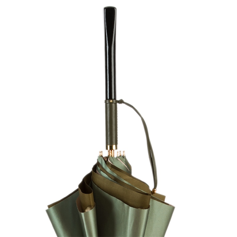 Designer Green Umbrella - Handmade Italian Manual Opening Rain Umbrella With Wooden Handle