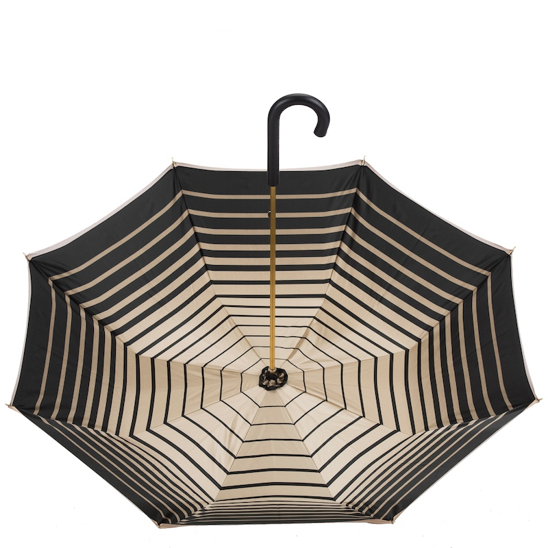 Ivory Double Cloth Umbrella – Handmade Italian Rain Umbrella with Leather Handle