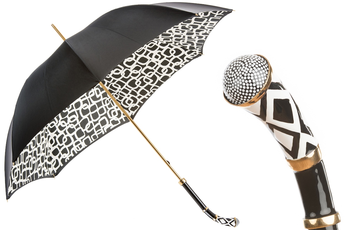 Geometries Umbrella – Manual Open, Enameled Brass Handle, Polyester Canopy