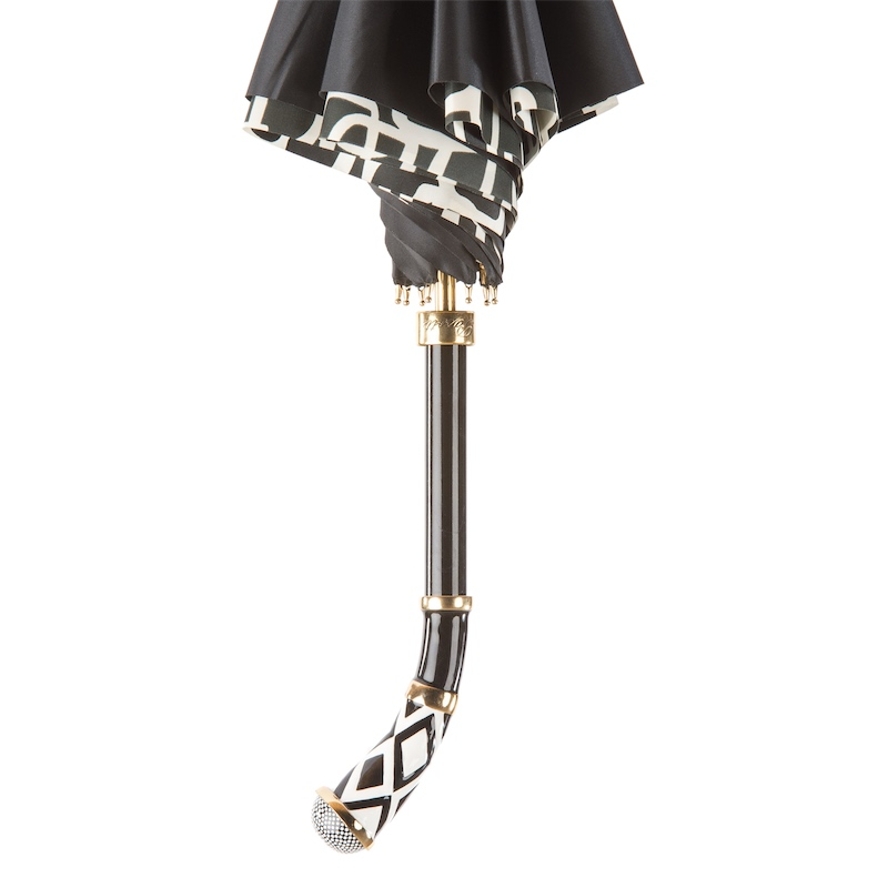 Geometries Umbrella – Manual Open, Enameled Brass Handle, Polyester Canopy