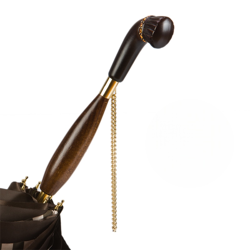 Striped Umbrella – Handmade Italian Luxury Rain Umbrella with Swarovski Crystals