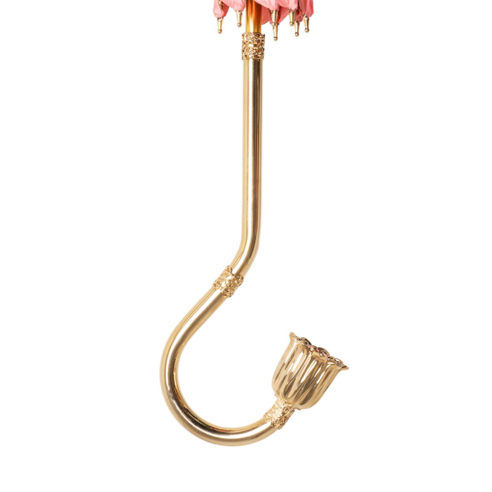 Jeweled Brass Umbrella - Floral Design Manual Opening Rain Protection