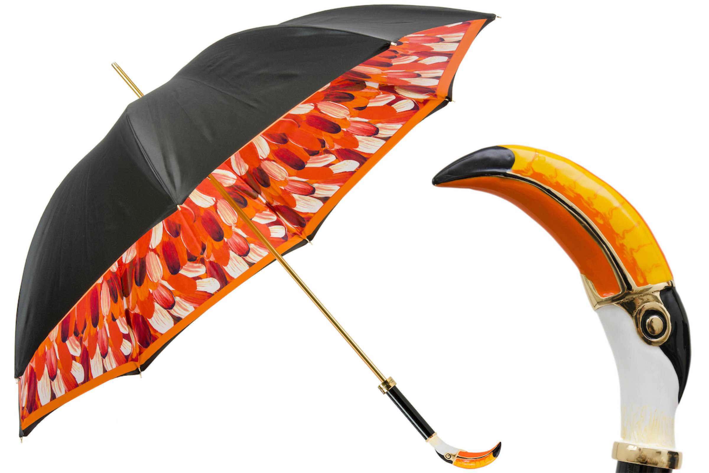 Toucan Umbrella – Manual Rain Umbrella With Enameled Brass Handle & Polyester Canopy