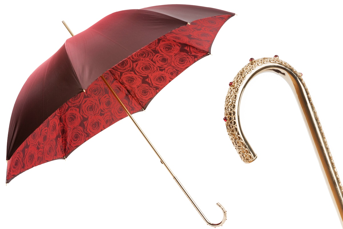 Red Roses Umbrella – Manual Open Double Cloth Canopy With Brass Handle