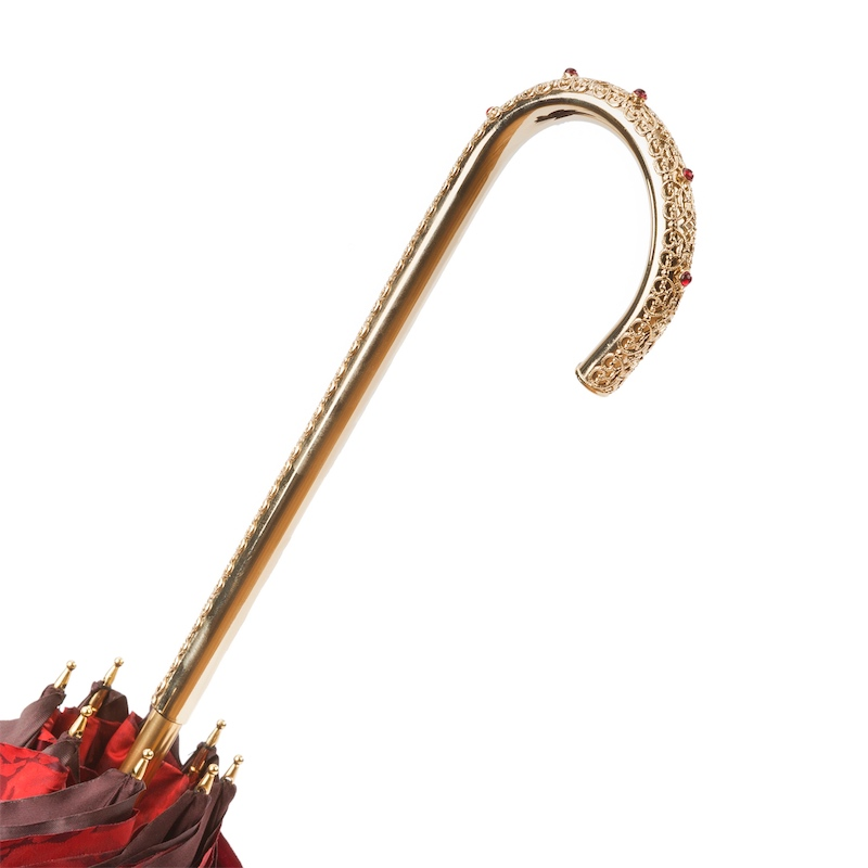 Red Roses Umbrella – Manual Open Double Cloth Canopy With Brass Handle