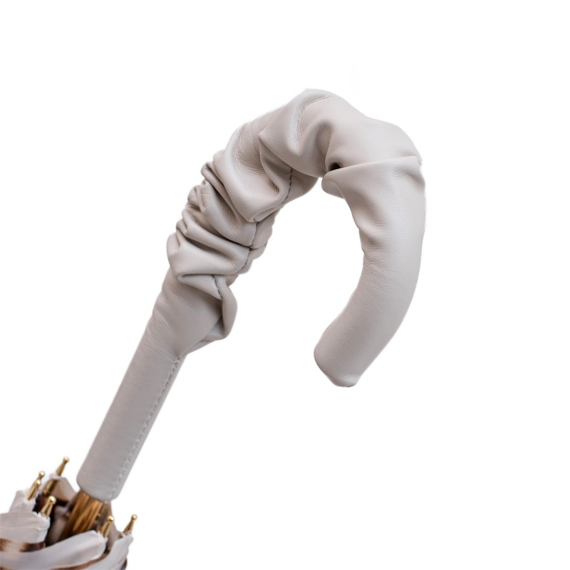 Leopard Print Umbrella – Handmade Italian Leather Handle Rain Canopy Gift Box