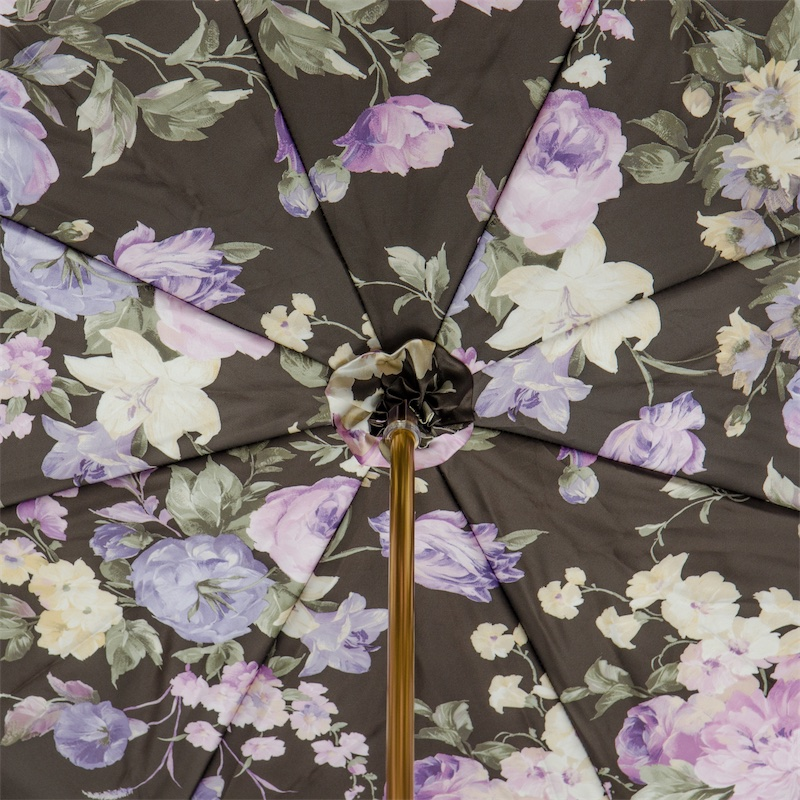 Double Cloth Umbrella – Elegant Lilac Flowers, Handmade Italian Rain Protection