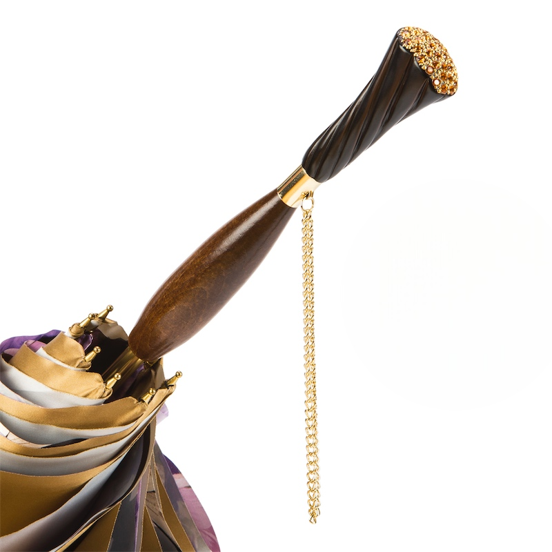 Luxury Vintage Umbrella – Handmade Italian Double Cloth Canopy with Swarovski Crystals