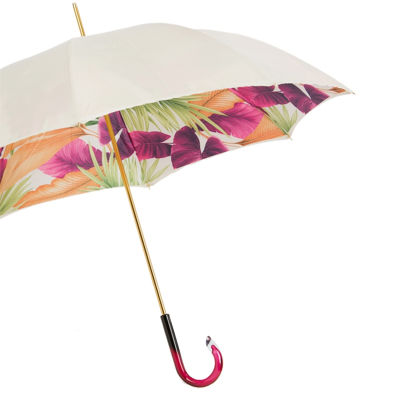 Tropical Double Cloth Umbrella – Handmade Italian Rain Gear with Acetate Handle