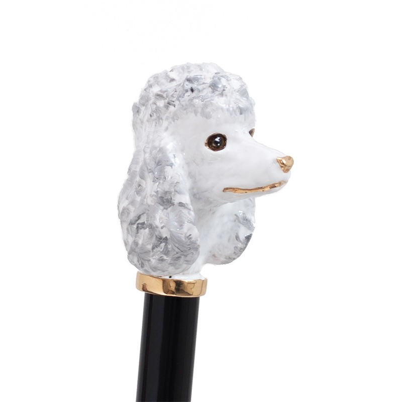 Enameled Brass Umbrella with Dots – Italian Handmade Poodle Design, Manual Opening