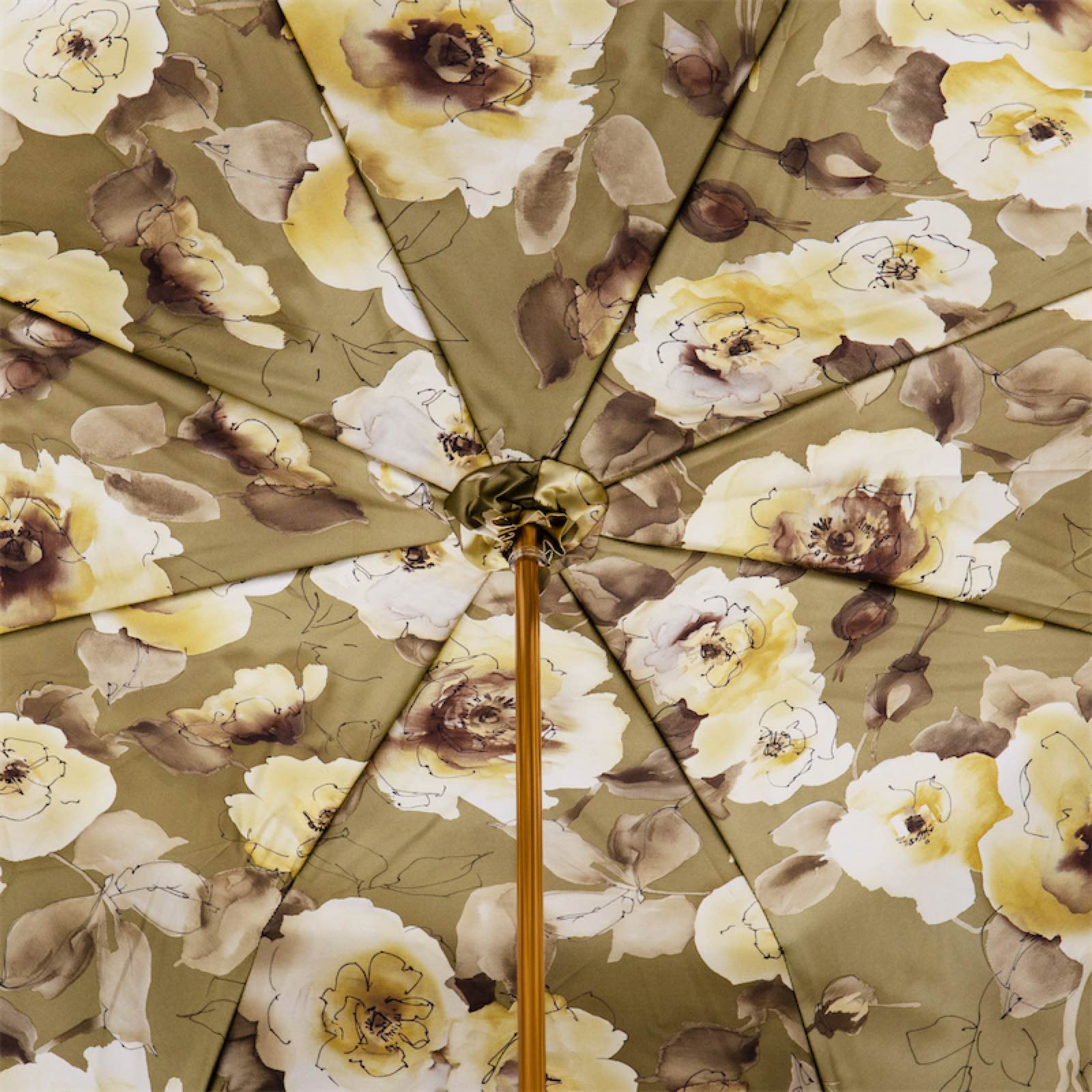 Khaki Umbrella – Handmade Italian Floral Glitter Rain Umbrella with Acetate Handle