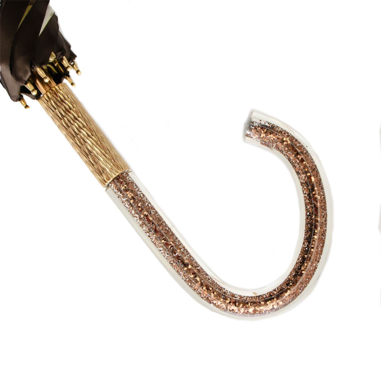 Khaki Umbrella – Handmade Italian Floral Glitter Rain Umbrella with Acetate Handle