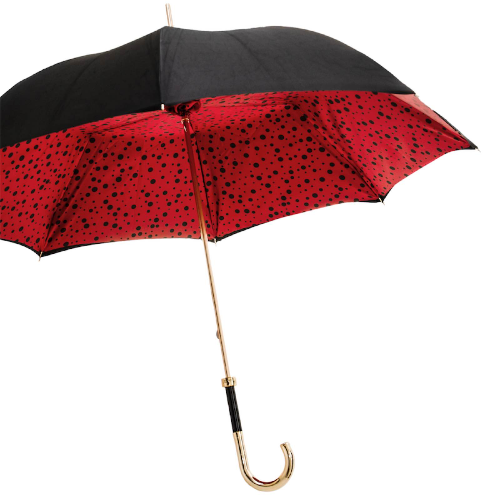Classic Umbrella - Handmade Italian Red Circle Rain Umbrella with Brass Handle
