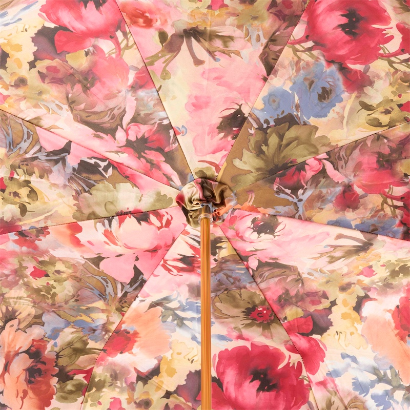 Blue Floral Umbrella – Manual Open Double Cloth Canopy with Jeweled Brass Handle