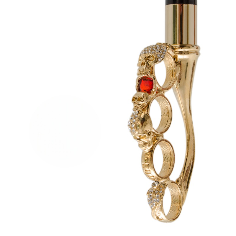 Knuckleduster Umbrella – Red Animal Print Canopy with Swarovski Crystal Handle