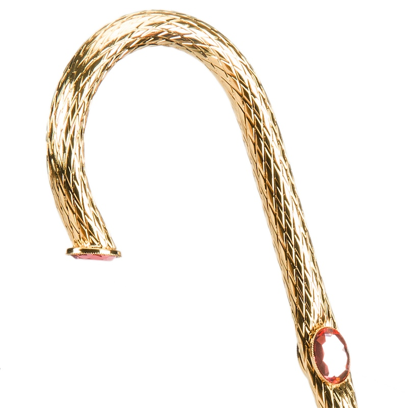 Green Pink Roses Umbrella – Double Cloth Canopy, Manual Open, Jeweled Brass Handle