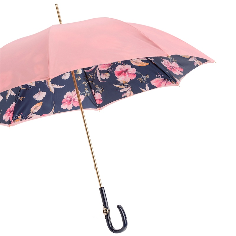 Pink Umbrella – Italian Handmade Floral Design | Double Cloth Canopy, Acetate Handle