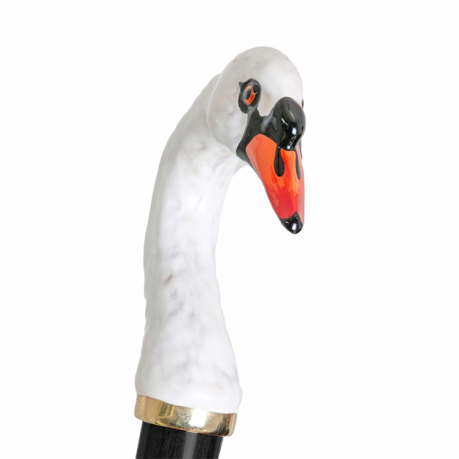 Handcrafted Swan Umbrella - Designer Double Cloth Rain Umbrella With Enameled Brass Handle