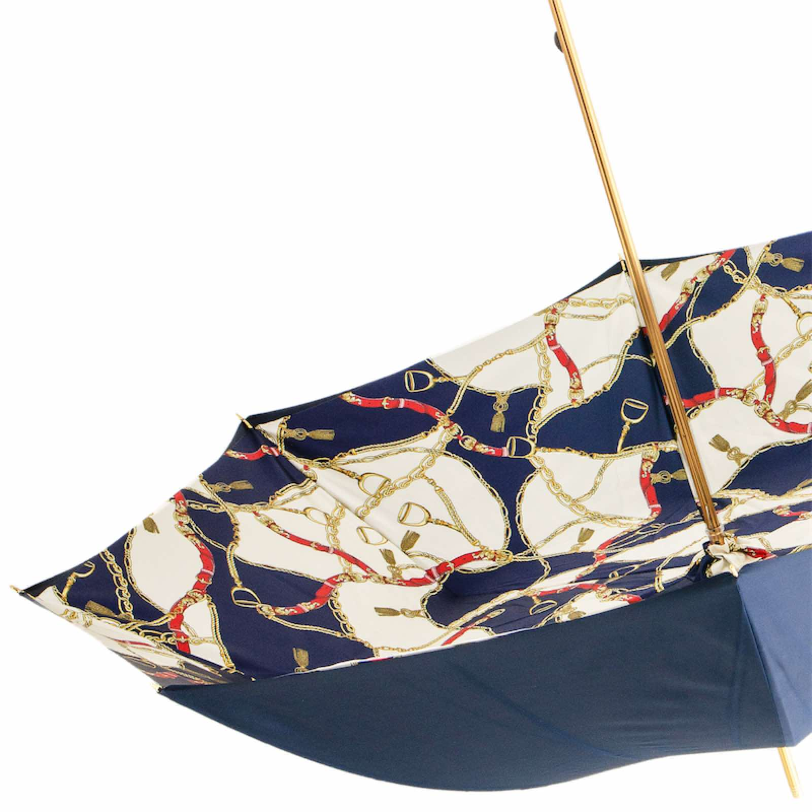 Navy Bridles Umbrella – Handmade Italian Rain Umbrella with Jeweled Handle