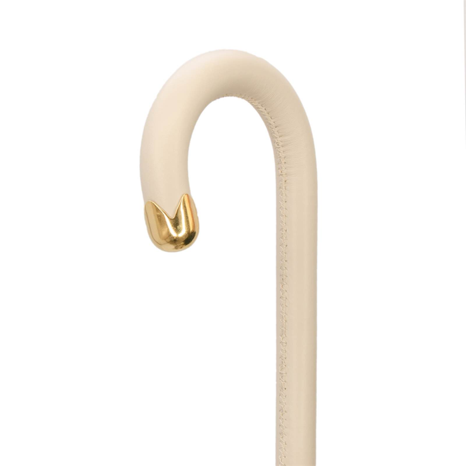 Ivory Leather Umbrella - Classic Handmade Italian Rain Umbrella With Durable Polyester Canopy