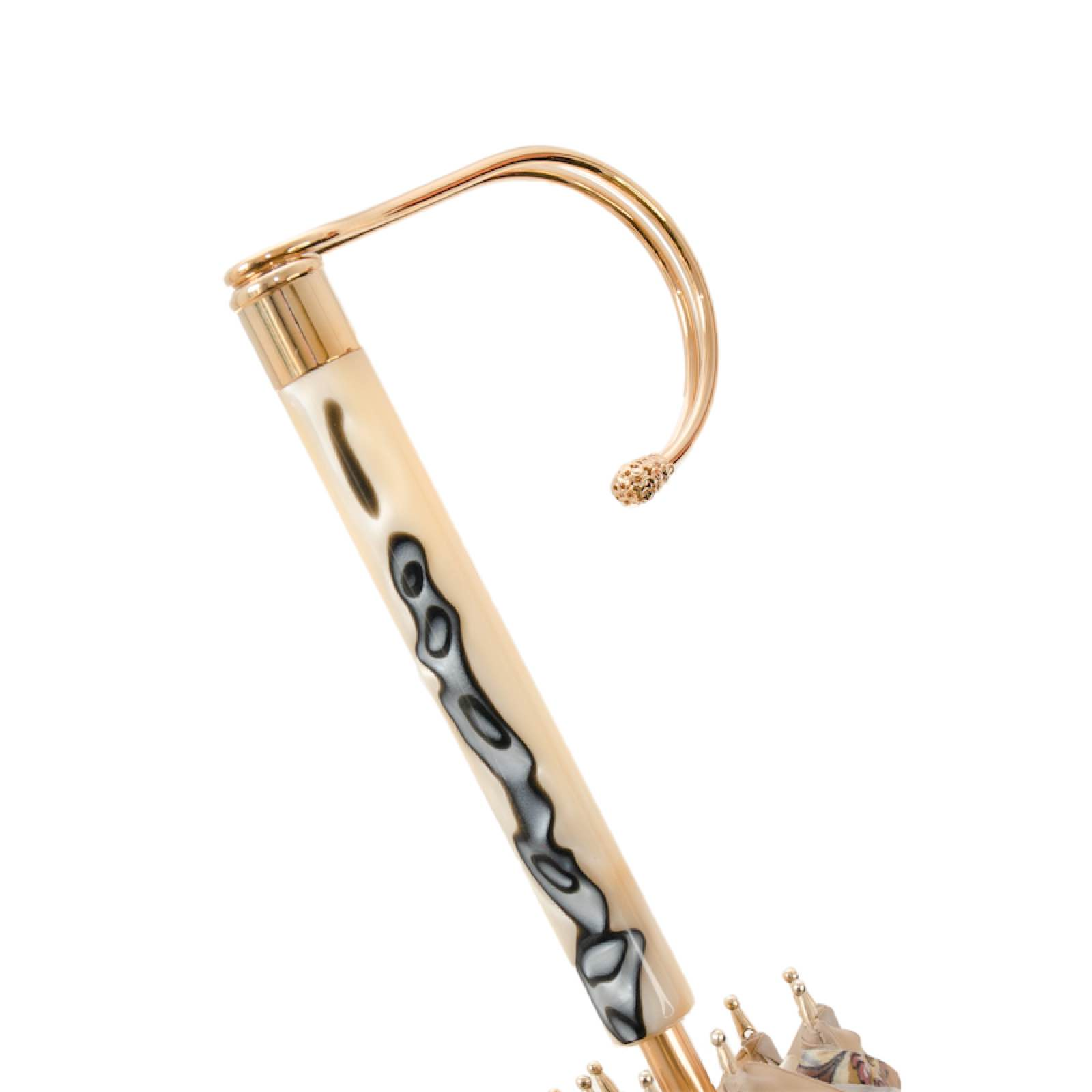 Ivory Flowered Umbrella – Handmade Italian Rain Umbrella with Jeweled Handle