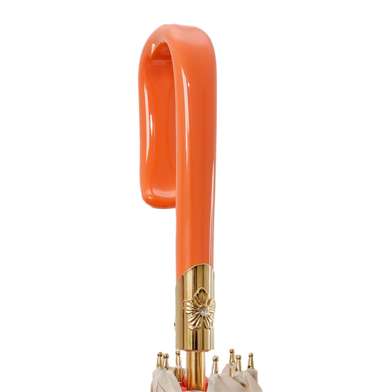 Classic Umbrella – Handmade Italian Ivory Orange Rain Protection with Acetate Handle