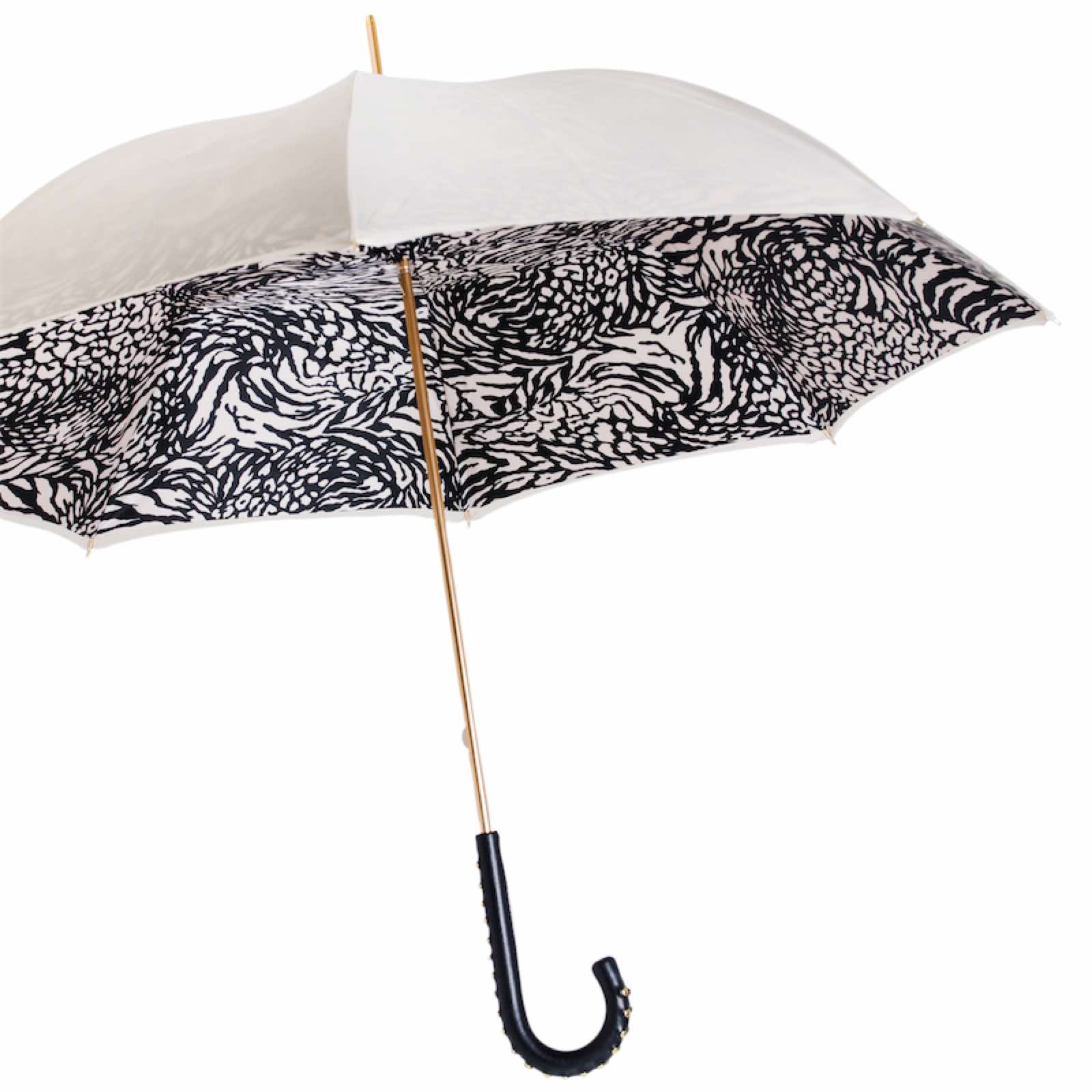 Classic Leather Umbrella – Italian Handmade Designer Rain Protection with Leather Handle