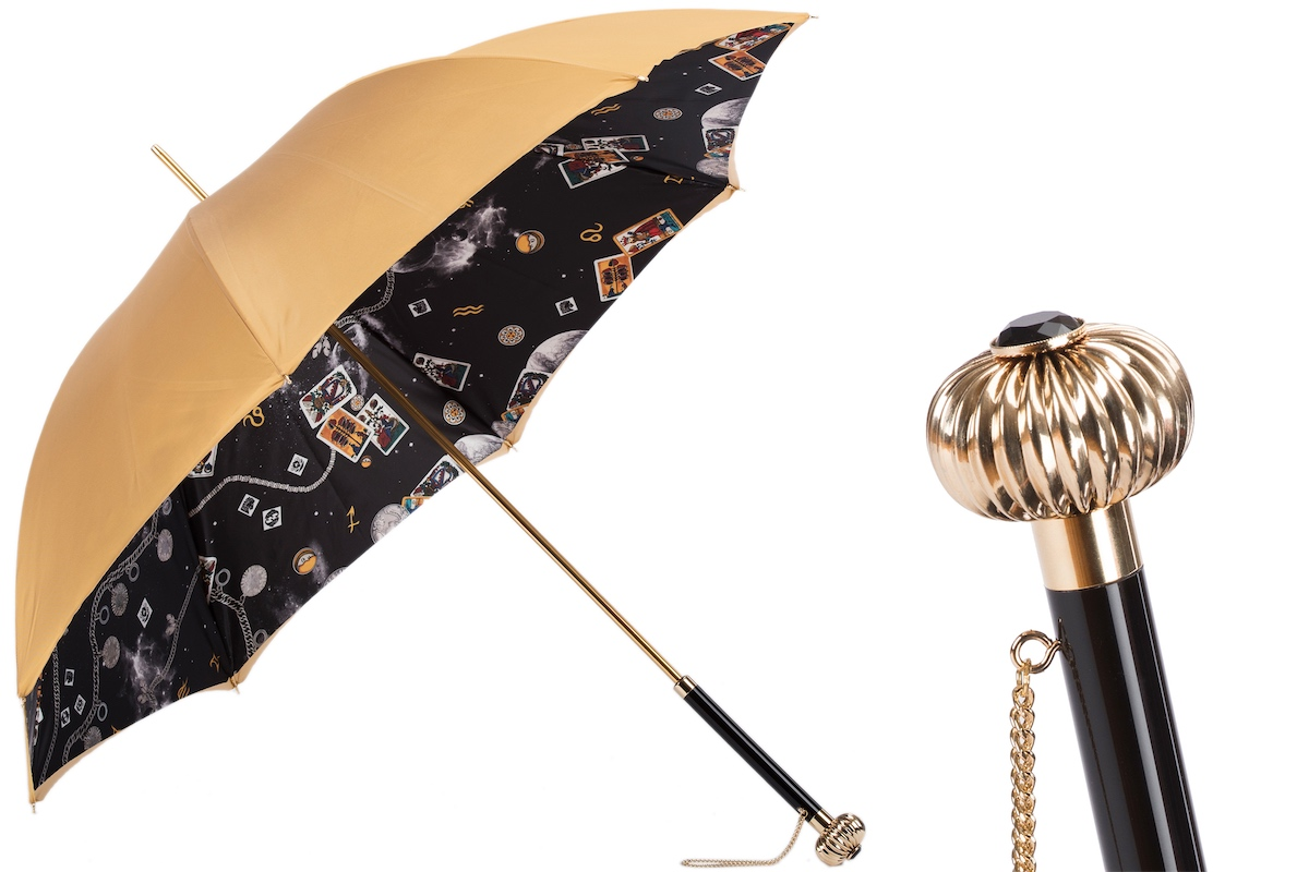 Jeweled Handle Umbrella – Double Cloth Canopy, Manual Opening, Luxury Rain Gear
