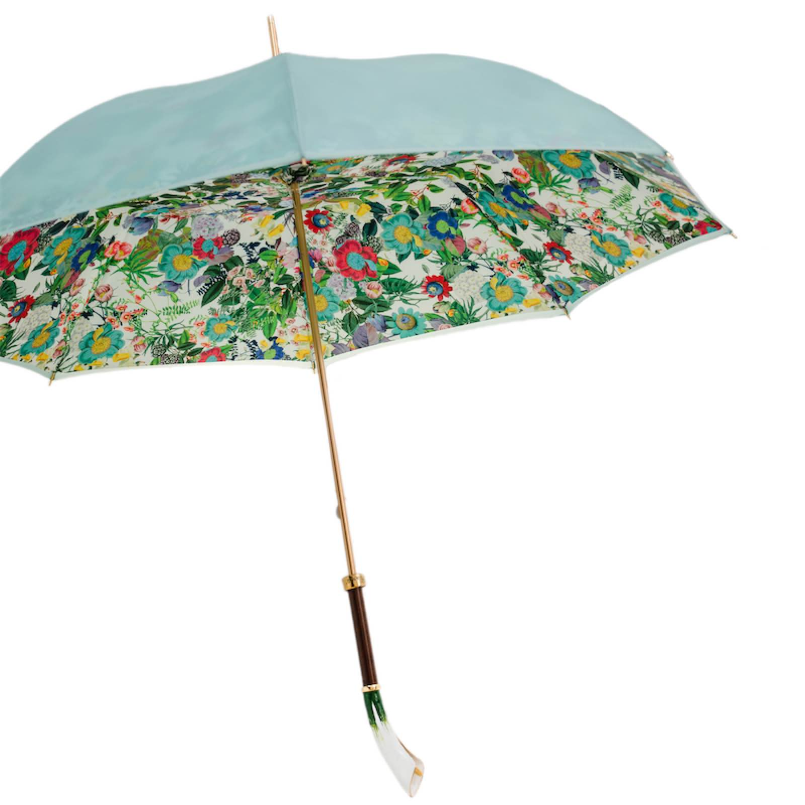 Luxury Umbrella – Handmade Italian Calla Flower Design with Enameled Brass Handle