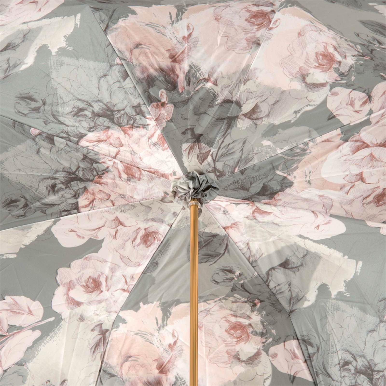 Ivory Umbrella – Handmade Italian Rain Umbrella with Floral Design & Brass Handle