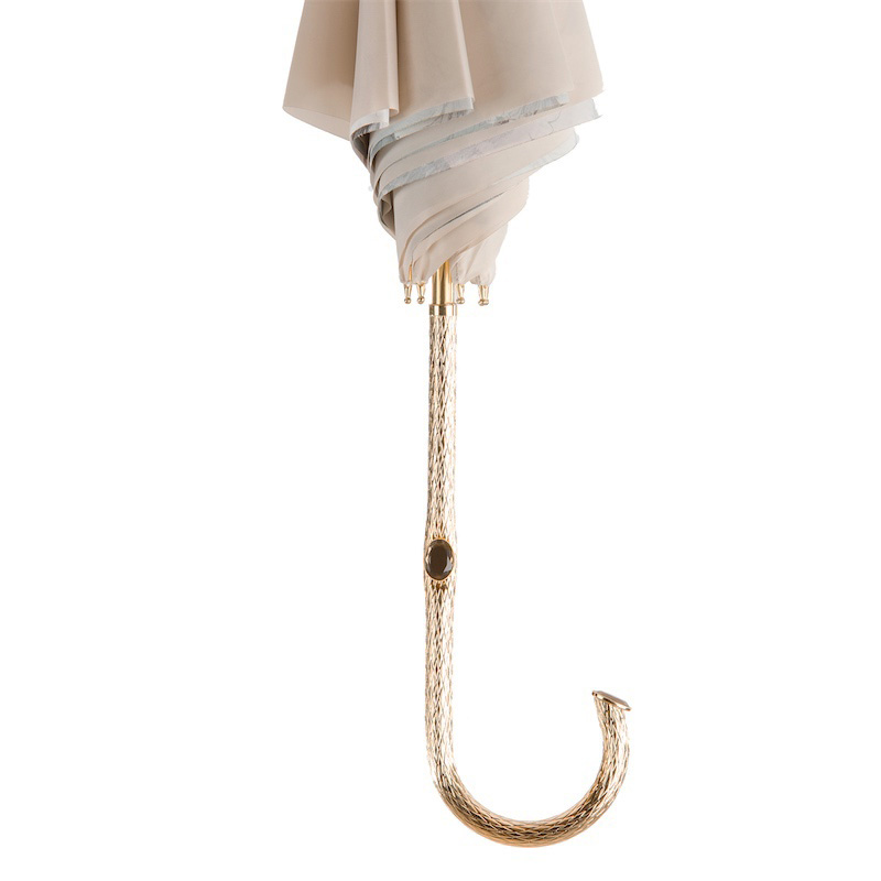 Ivory Umbrella – Handmade Italian Rain Umbrella with Floral Design & Brass Handle