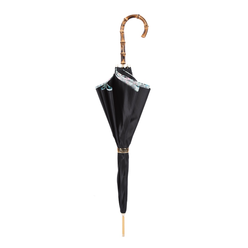 Butterfly Print Umbrella – Handmade Italian Bamboo Handle Rain Protection