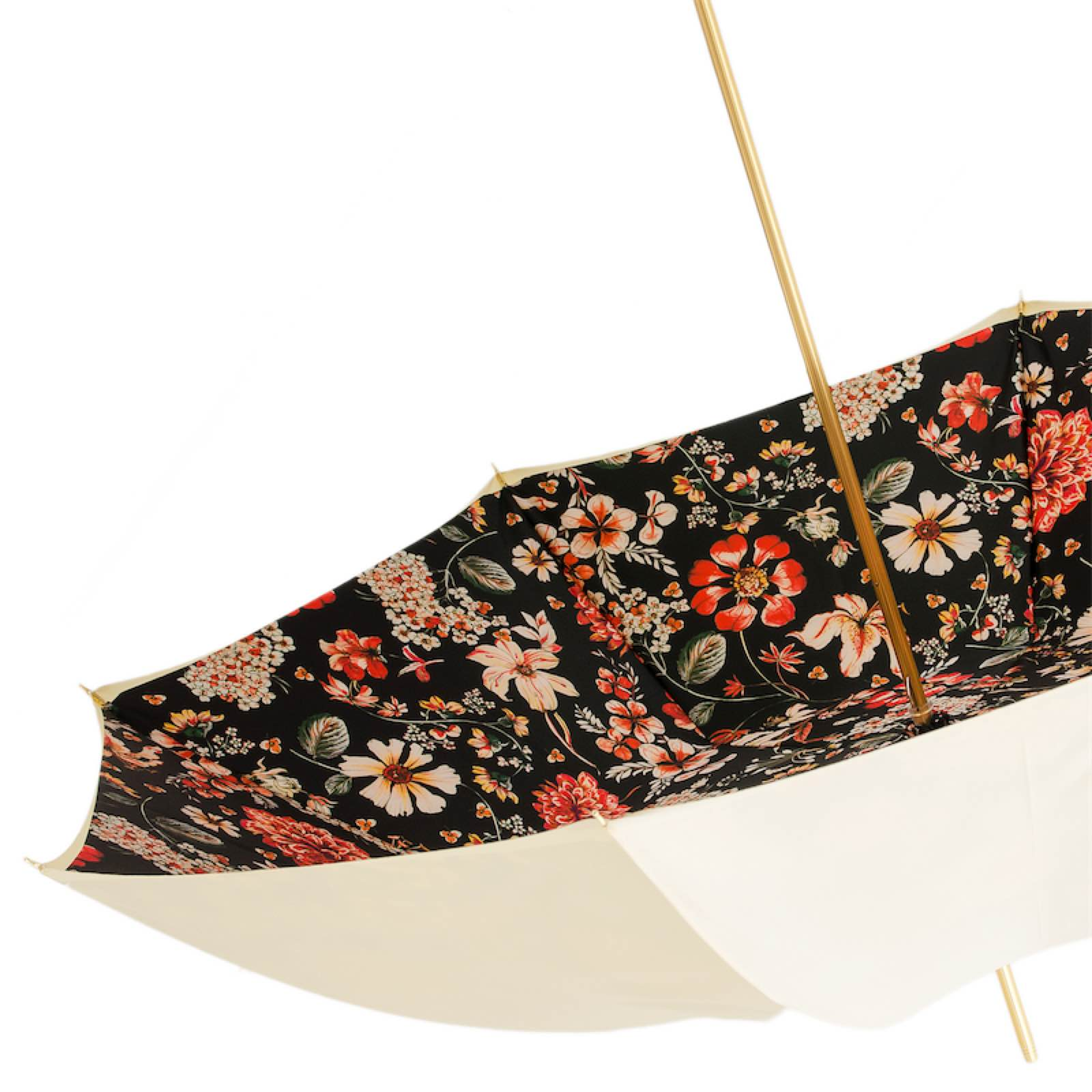 Double Cloth Umbrella – Handmade Italian Floral Pattern Umbrella With Acetate Handle