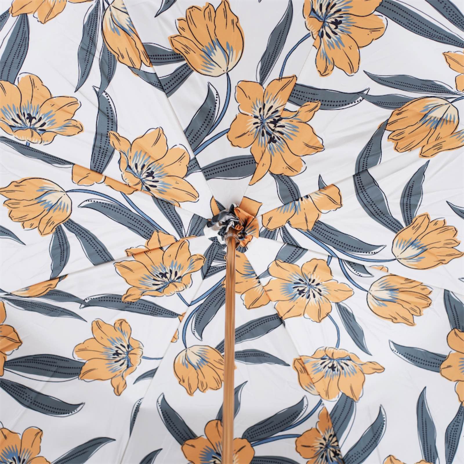 Yellow Flower Umbrella – Handmade Italian Rain Umbrella with Floral Canopy