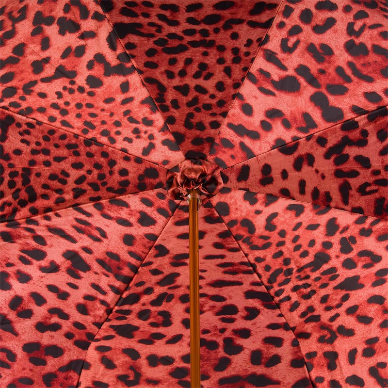 Red Leopard Umbrella - Manual Opening Double Cloth Canopy With Acetate Handle