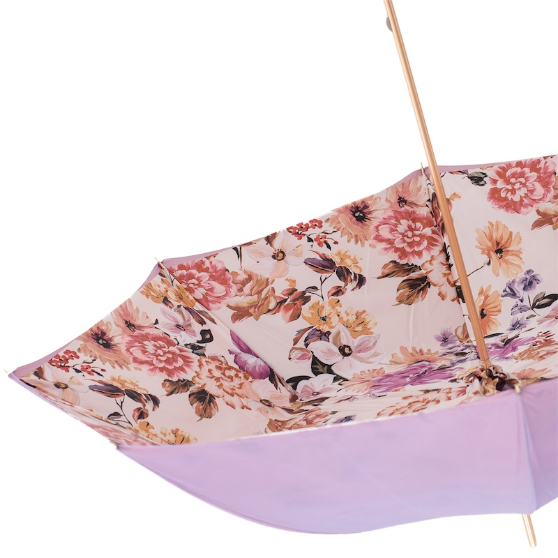 Handcrafted Floral Umbrella – Light Purple Rain Protection Accessory with Jeweled Handle