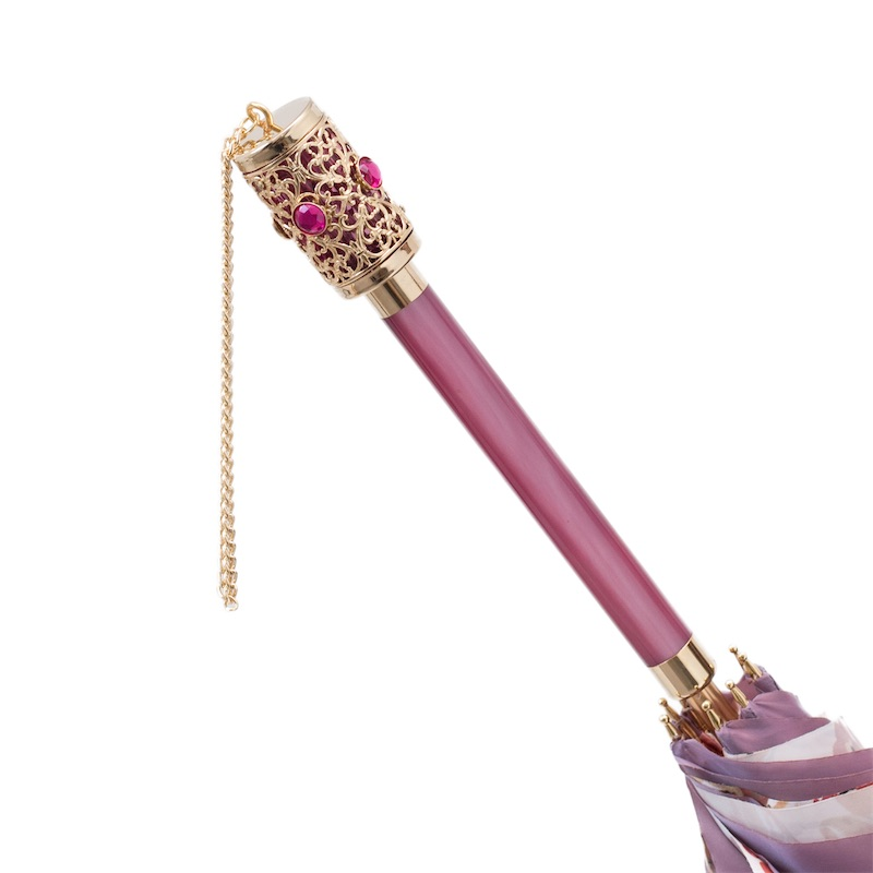 Handcrafted Floral Umbrella – Light Purple Rain Protection Accessory with Jeweled Handle