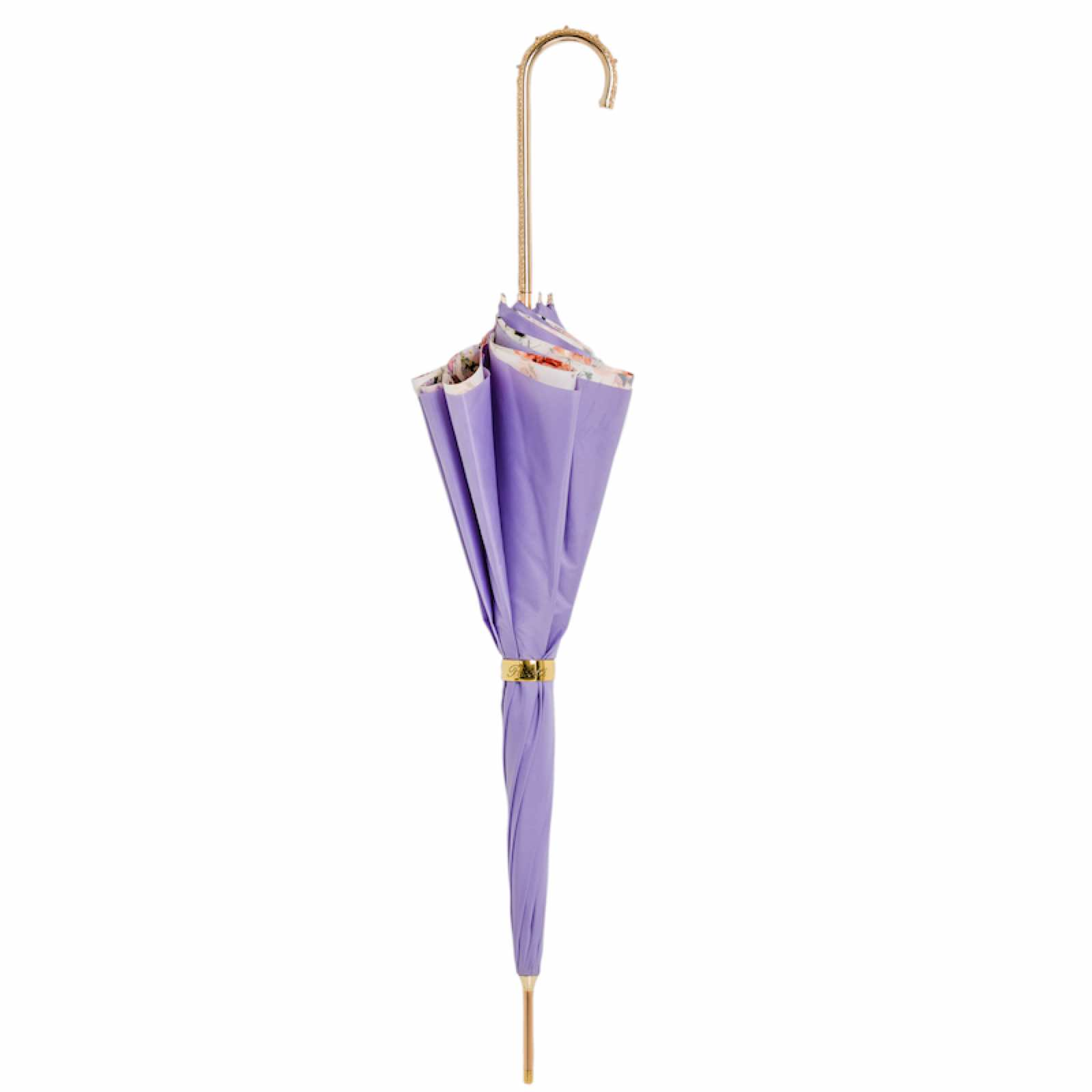 Purple Double Cloth Umbrella – Handmade Italian Luxury Rain Protection With Brass Handle