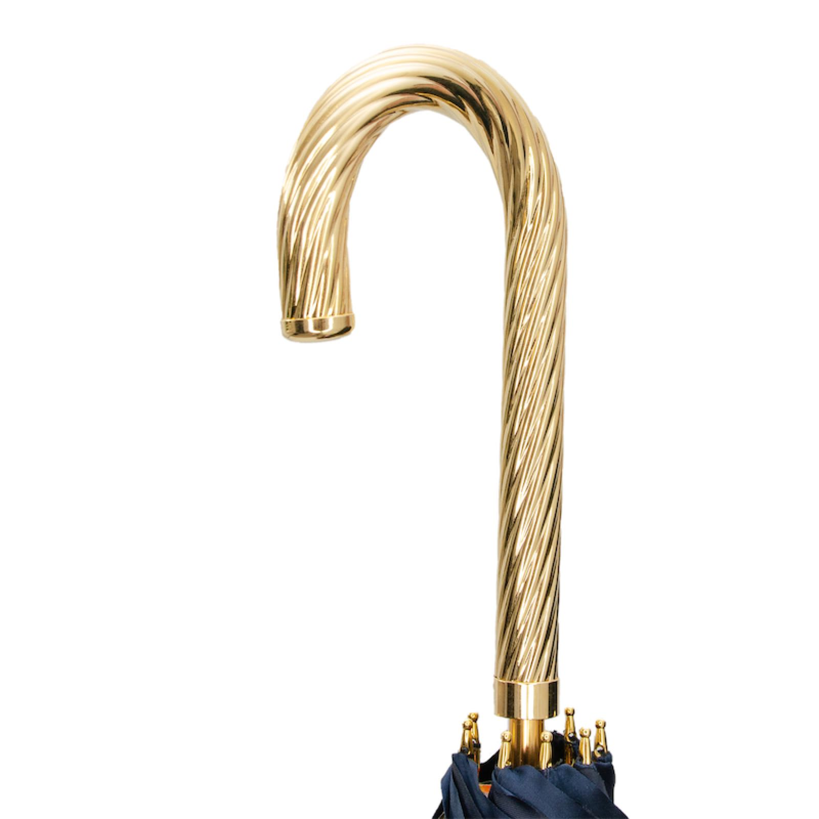 Italian Floral Umbrella – Handmade Luxury Rain Protection Accessory with Brass Handle