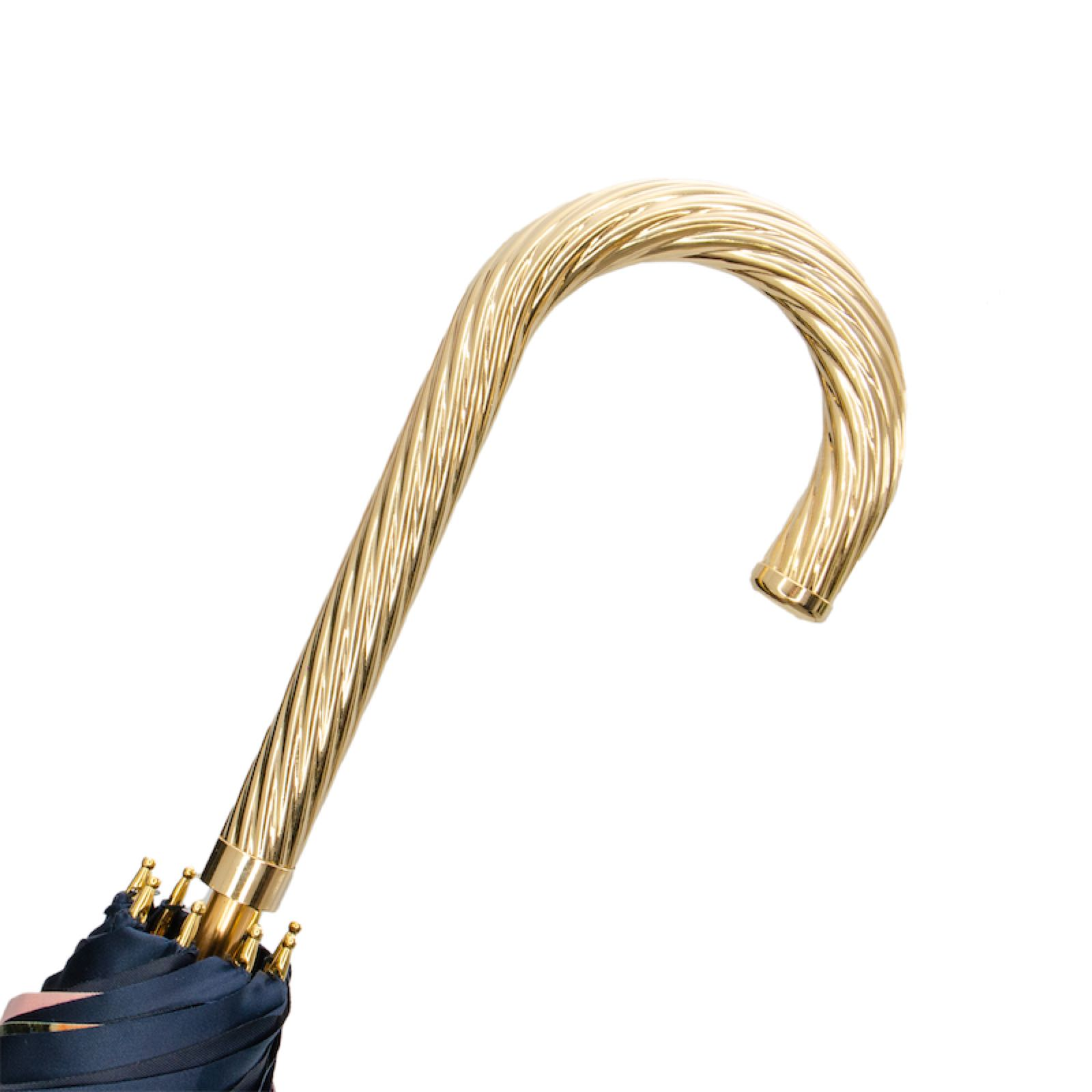 Italian Floral Umbrella – Handmade Luxury Rain Protection Accessory with Brass Handle