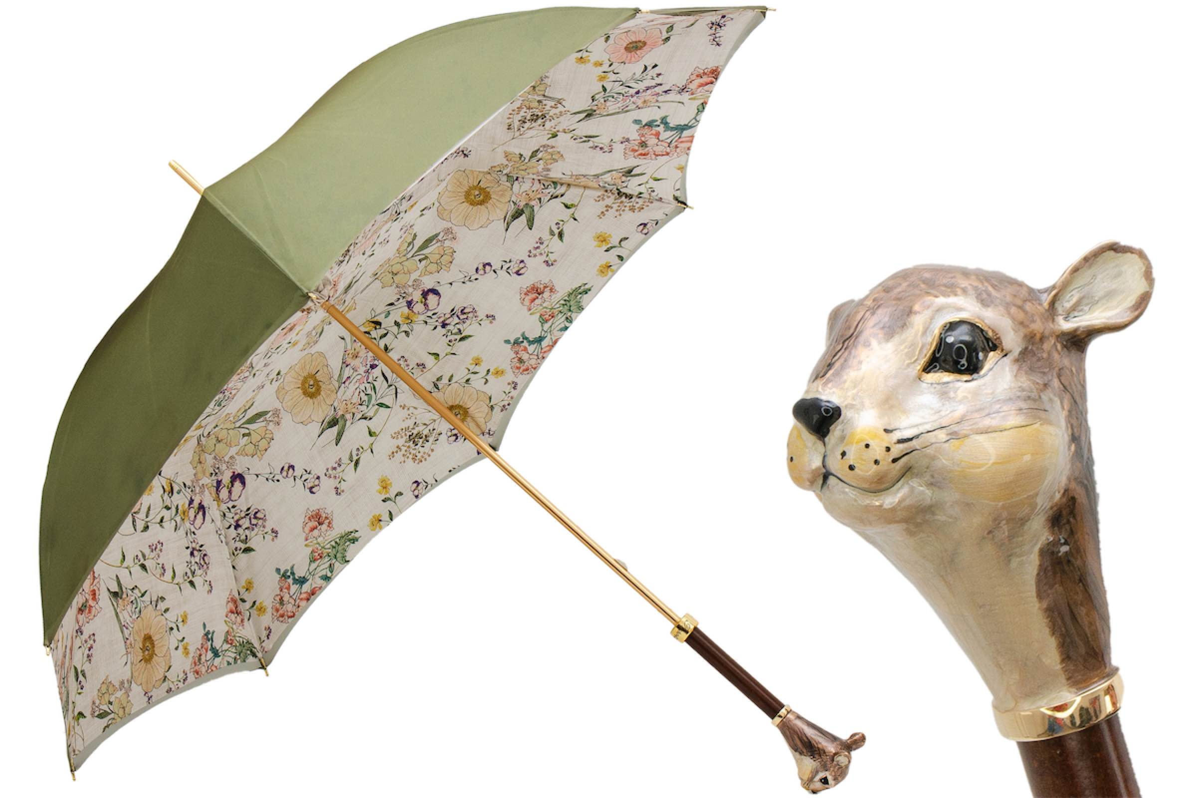 Luxury Squirrel Umbrella – Handmade Italian Rain Umbrella With Enameled Brass Handle