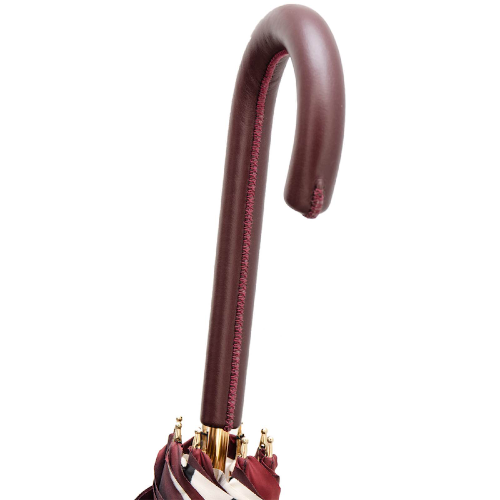 Leather Handle Umbrella – Handmade Italian Tropical Bordeaux Rain Protection