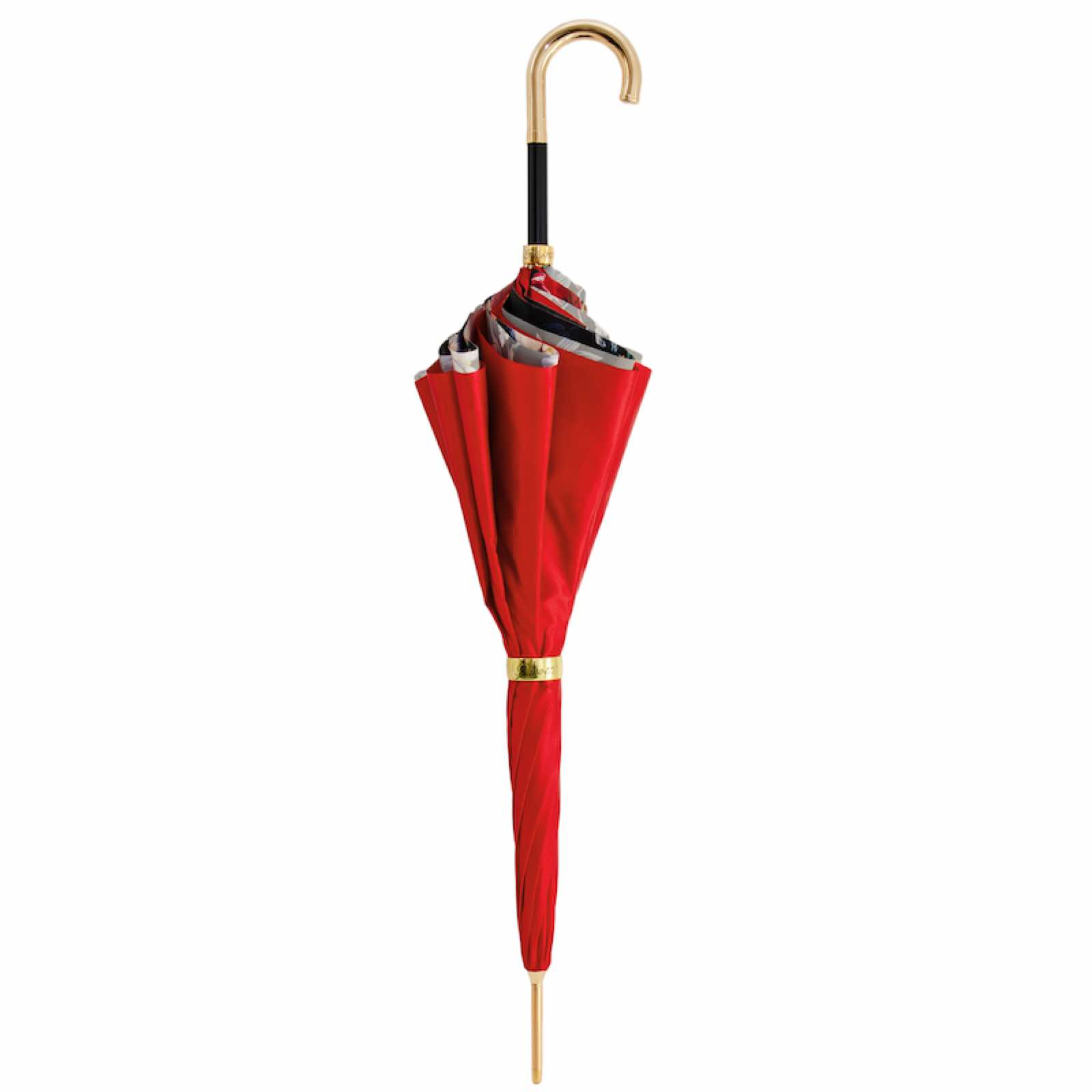 Manual Opening Umbrella – Handmade Italian Red Canopy With Brass Handle